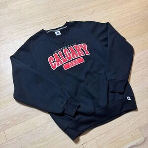 Russell Athletic University of Calgary Dad Sweatshirt Black Mens Medium Crewneck